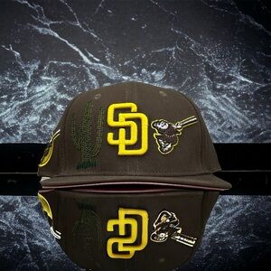 New San Diego Padres PRO STANDARD Double Front Logo Snapback Hat Pink Bottom